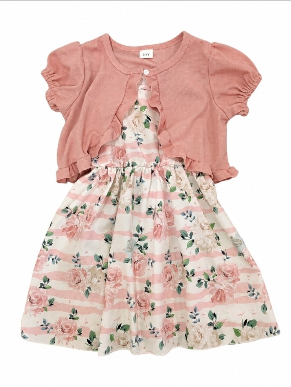 Girls 3T - 4T Floral Dress & Ruffle Bolero Cardigan 2 Piece Set